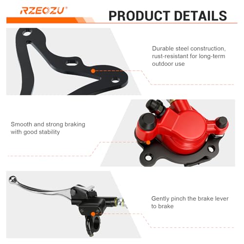 RZEOZU Mini Bike Hydraulic Brakes Kit with Rear Brake Caliper Mounting Bracket Adapter Replacement for GMB100 Monster Mega Moto MM80 80cc 105cc Minibike Coleman RB100 RT100 Parts