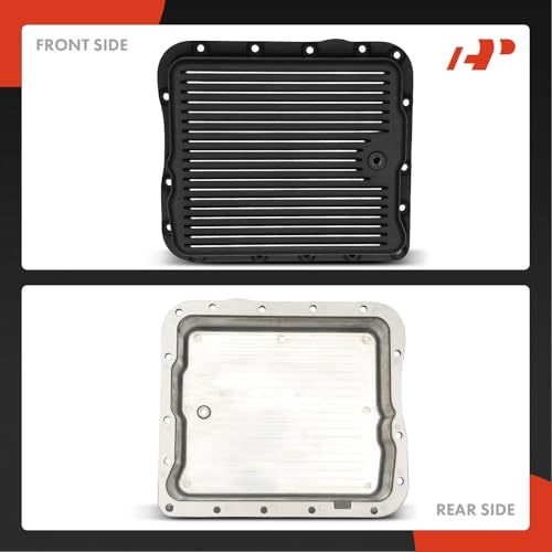 A-Premium Plated Finned Aluminum Transmission Oil Pan, with Drain Plug, Bolts and Gasket, Compatible with GM 700R4 4L60 4L60E, 2-5/8" Pan Depth