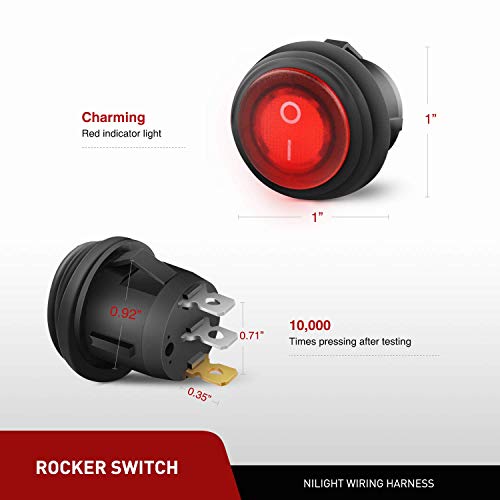 Nilight 2Pcs 18w Spot LED Work Lights LED Pods Fog Lights Off Road Led Lights Driving Lights with16AWG Off Road Wiring Harness Kit-2 Leads
