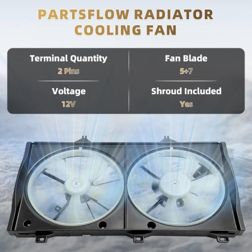 PartsFlow Radiator Cooling Fan Assembly for 2007 2008 2009 Toyota Camry Black 621-014