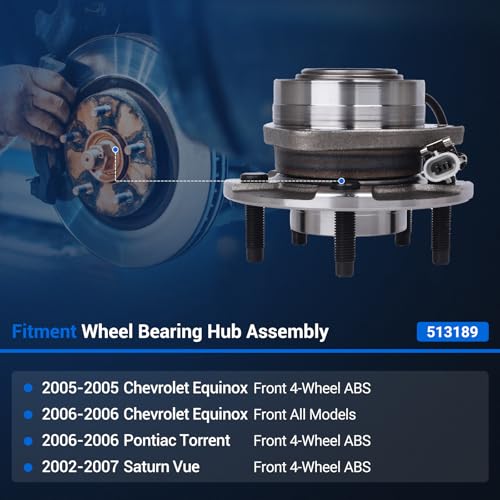Autoround 513189 Front Wheel Hub and Bearing Assembly fit for Chevy Equinox 2005-06, Saturn Vue 2002-07, Pontiac Torrent 2006