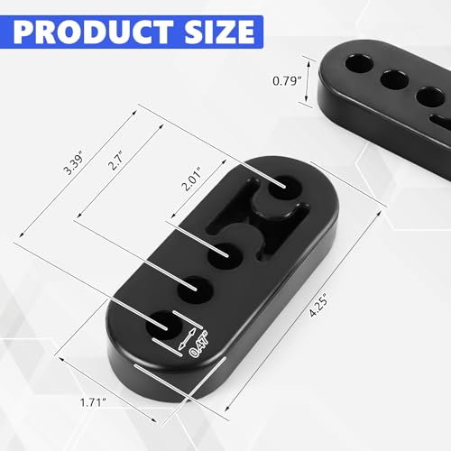 Wuyaoyao 4PCS Car Rubber Exhaust Hanger, 0.47" 4 Holes Adjustable Muffler Hanger, Exhaust Insulator Bushing Shock Absorber Bracket, Universal High-Density Tailpipe Damping Hanger