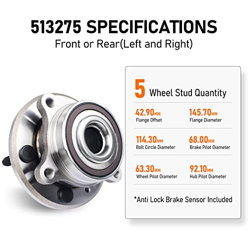 PAROD 513275 Pair Front/Rear Wheel Bearing Hub Assembly