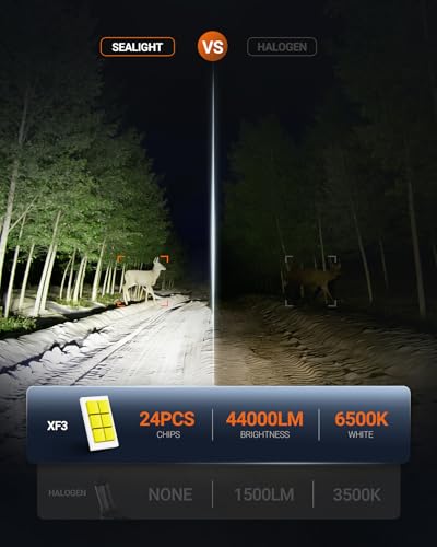SEALIGHT 5202 LED Fog Light Bulbs, 44000LM Super Bright 5202 5201 PS19W PS24W Fog Light LED Bulbs, 6500K Cool White Plug & Play, 984FT Penetration, 70,000H Lifespan, Pack of 2