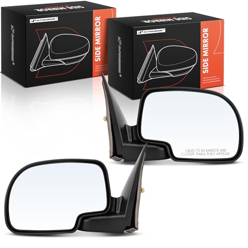 A-Premium Pair (2) Driver and Passenger Manual Door Mirror - Compatible with Chevy, GMC & Cadillac - Silverado, Suburban, Avalanche, Tahoe, Sierra, Yukon, Escalade - 99-07 - Non-Heated Manual Folding