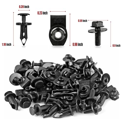 Xislet 45PCS Universal Style Engine Under Cover Splash Shield Guard Body Bolts Bumper Fender Liner Push Retainer Fastener Rivet Clips Compatible with Most Brand of Vehicles