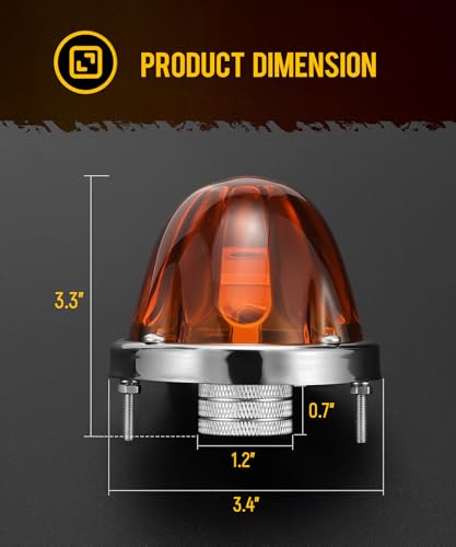 Partsam 2Pcs Amber Glass Lens Watermelon Lights [Patented] LED Side Marker Turn Signal Lights with Stainless Steel Bezel Replacement for Kenworth Peterbilt Freightliner
