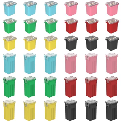 Eoppen 36Pcs Car Fuses Assortment Kit Automotive Tall/Standard and Low Profile Box Shaped Automotive Fuses for Trucks Cars and SUVs (20A, 30A, 40A, 50A, 60A, 80A)