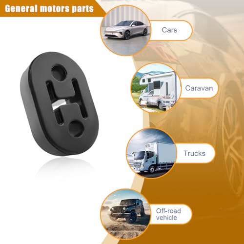 Ohleats 4 PCS Car Rubber Exhaust Hanger, Heavy Duty Auto Exhaust Muffler Insulator Bushing, High Density Bracket Hanger with 2 Holes 0.47 Inch (12mm), Universal Car Accessories (Black)