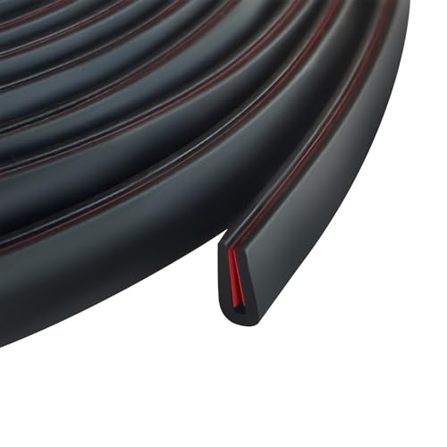 Edge Trim, 1/16" Rubber Edge Trim, Flexible Self Adhesive U Channel Edge Guards, Edge Protector for Sharp Edge, Sheet Metal and Car Doors, Peel and Stick Auto Door Guard, Black Color, 10Ft