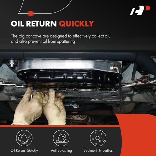 A-Premium Transmission Oil Pan with Drain Plug & Gasket Compatible with 4R70W 4R75W 4R75E AOD-E Transmission & Ford F-150 Crown Victoria Expedition Mustang & Mercury Cougar Grand Marquis Marauder