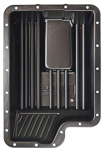 Derale 14208 Transmission Pan, Cooling, Deep Sump, Flat, 6.313 in Deep, Adds 7.938 qt Capacity, Steel, Black Paint, 4R100 / E4OD / 5R110 / 5R110W, Each