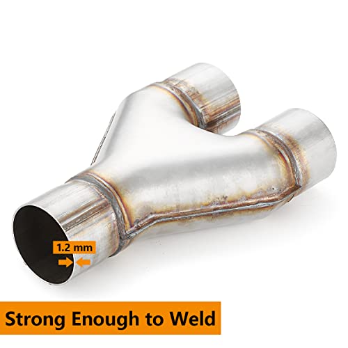 Exhaust Y Pipe 2.5" Inlet, A-KARCK Stainless Steel 2.5" Outlet 10" Long Y Pipe Withstands High Temperatures