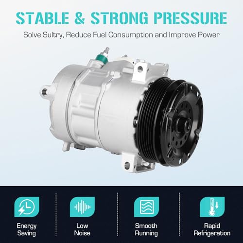 Air Conditioning A/C Compressor with Clutch Fits for Chrysler 200 2.4L 2011-2014, Sebring 2.4L 2007-2010, for Dodge Avenger 2.4 2008-2014, Journey 2.4 2009-2020, CO 11267C, Without Rear A/C