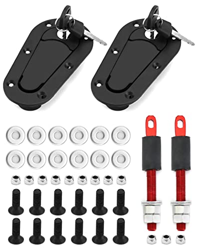 QWORK Flush Hood Latch and Pin Kit, Universal Racing Car Hood Pin Engine Bonnet Latch Lock Kit Quick-Release Lock Hood Pin Latch Set, Durable to Use