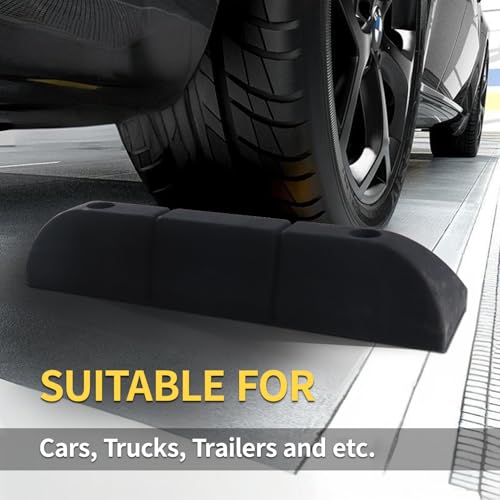 WECARLLE Parking Stopper for Garage Parking Aid 2 Pack Block, Car Truck Curb Floor Parking Lot Wheel Tire Stops Bumpers with Bolt Installation, Rubber Vehicles Aid Gadgets