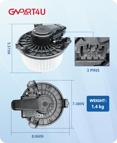GVPART4U Front Blower Motor for Toyota Tundra Camry 4Runner Highlander Venza Avalon 2007 2008 2009 2010 2011 2012 2013 2014 2015 2016 2017 2018, for 2007-2019 Lexus OE: PM9351 75830 871030E040
