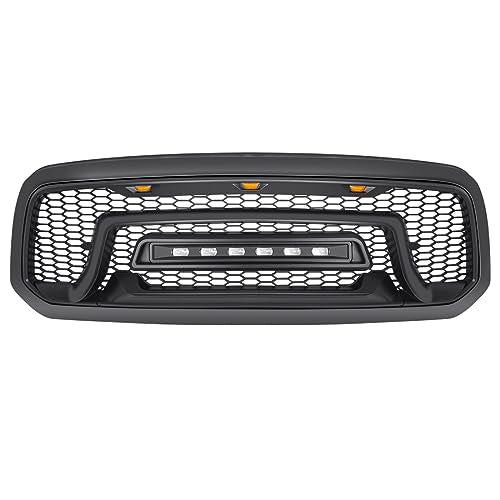 Allinoneparts Front Grille Compatible with 2013-2018 Dodge Ram 1500, 2019-2023 Ram 1500 Classic, Matte Black Bumper Grill w/Off-Road Lights
