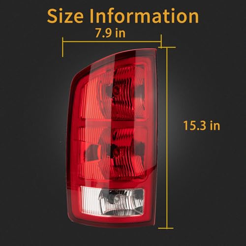 MiKaFex Tail Light Assembly Compatible with 2002-2006 Dodge Ram 1500 2003-2006 Dodge Ram 2500 3500 Pickup Driver and Passenger Side Taillights Rear Brake Lamps with Bulb Inside and Wiring Harness