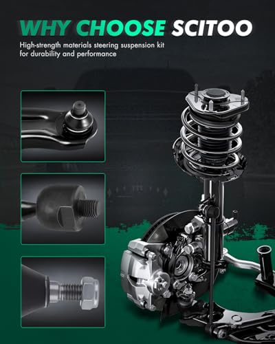 SCITOO 7pcs Suspension Kit Front Inner Outer Steering Tie Rod End & Sleeve Track Bar Connecting Tie Rod End fit for 1997-2006 for Jeep Wrangler for Jeep TJ