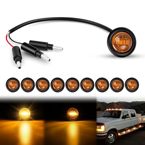 Nilight 3/4Inch Round Marker Light 10PCS Amber LED Turn Signals 3 Connectors Side Indicator Bullet Clearance Lights IP68 Waterproof for Trailer Truck Camper Van Boat Bus