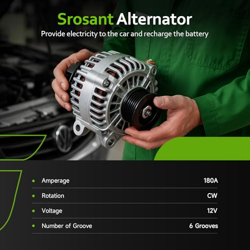 New Alternator Compatible with 11-18 Chrysler 300, 2011-2018 Dodge Charger Durango V6 3.6L, 2011-2018 Jeep Grand Cherokee V6 3.6L, 2013-2015 Ram 1500 V6 3.6L, 15-18 Dodge Challenger, 56029789AA 11598N