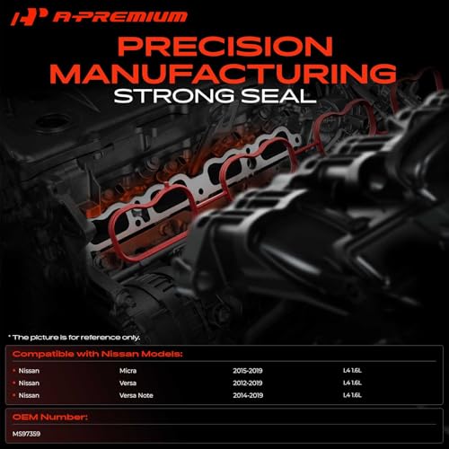 A-Premium Lower Engine Intake Manifold Gasket Seal Set Compatible with Nissan Vehicle - Versa 2012-2019, Versa Note 2014-2019, Micra 2015-2019, Only fit DOHC L4 1.6L