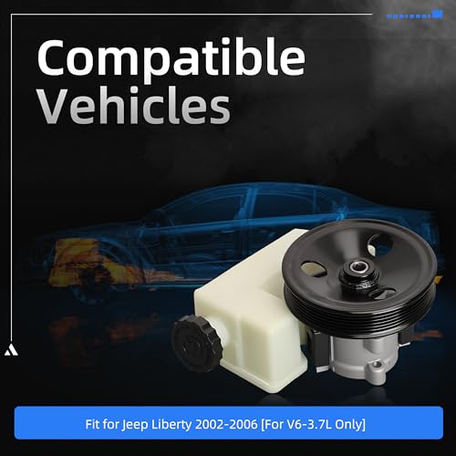 Loautong Power Steering Pump with Pulley, for Jeep Liberty 2002-2006 for V6-3.7L Only, OE 20-64610