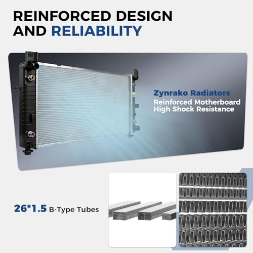 Zynrako CU2370 34'' Engine Coolant Radiator Compatible with Chevy Silverado Suburban Tahoe GMC Sierra Yukon Cadillac Escalade 1996-2014 5.3 6.0 6.2 with EOC GM3010274