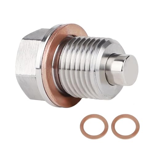 M16 x 1.5 Magnetic Oil Drain Pan Plug,Magnetic Stainless Steel Oil Drain Plug Nut Bolt,with 3 PCS Copper Crush Washer Anti Leakage,Universal Leak-proof Replacement,Fits Most Cars, Motorcycles, Boats