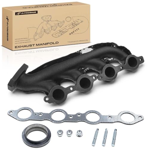 A-Premium Right Exhaust Manifold W/Gasket, Studs & Nuts & Heat Shield Compatible with Chevy, GMC & Cadillac - Silverado 1500 2500 3500, Express, Suburban, Tahoe, Avalanche,Sierra, Escalade & More