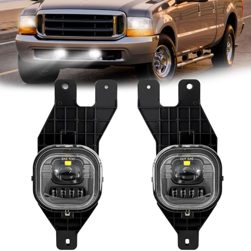 Shocklight LED Fog Lights Compatible with 1999-2004 Ford F250 F350 F450 F550 Super Duty, 2001 2002 2003 2004 Excursion, A Pair Front Bumper Driving Fog Lamps with Clear Lens