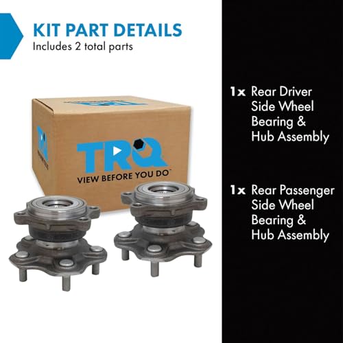TRQ Rear Left and Right Wheel Bearing and Hub Assembly 2 Piece Set Compatible with 2003-2006 Infiniti G35 / 2007 G35 Coupe Only / 2003-2009 Nissan 350Z