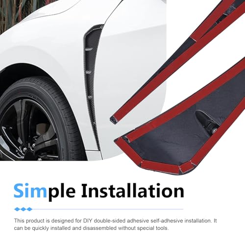 YAWUROU 2 PCS Car Side Fender Vent Trim, Spoiler Body Fender Decorative Stickers, Self-Adhesive Sport Style Air Intake Grille Decorative Sticker, Universal for Most Cars (Carbon Fiber)