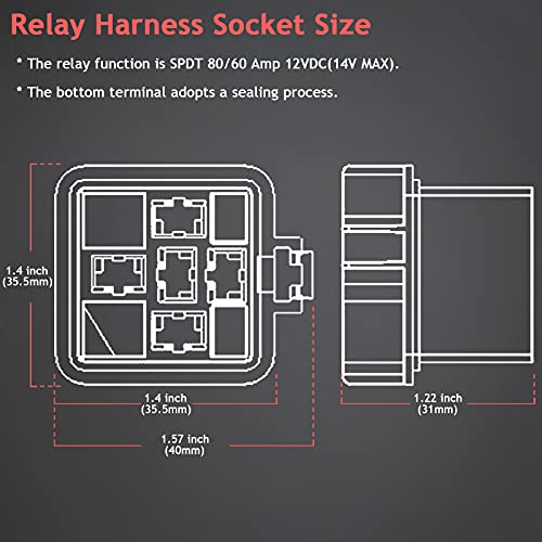 Hamolar 3 Pack 80/60 AMP 12V DC Waterproof Car Relay and Harness - Heavy Duty 12 AWG Copper Wires, 5-PIN SPDT Automotive Relays Kit
