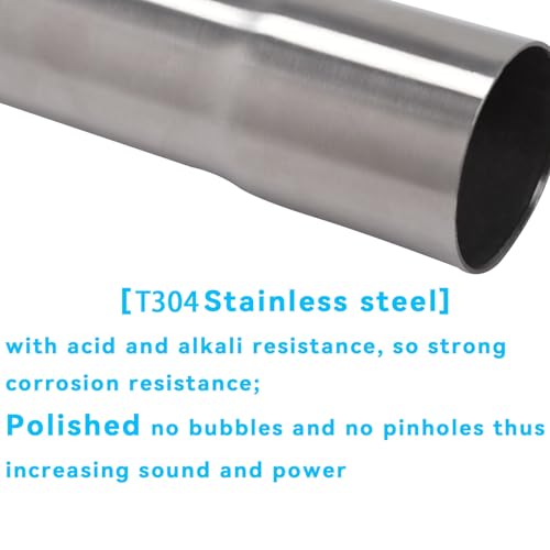 2.5 Inch Exhaust Pipe T304 Stainless Steel Exhaust Tubing,Tailpipe Inlet and Outlet 2 1/2"ID Length 17.3" Straight Exhaust, Universal Connector Adapter Tubo, Metal Tubing