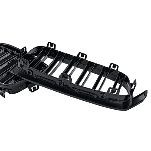 DEKEWEI F30 Grill, Double Slats Gloss Black Kidney Grille,ABS Plastic,2pcs