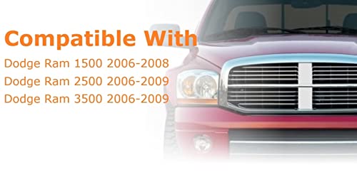 EzMech Front Grille Assembly - Compatible With Dodge Ram 1500 / 2500 / 3500 Grills 2006-2009 - Black Frame & Insert