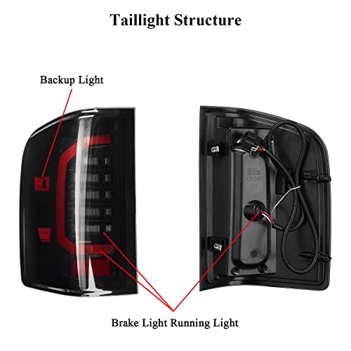 vvavv LED Tail Lights Compatible with 2007-2013 Chevy Silverado 1500 2007-2014 Silverado 2500 HD/3500 HD, LED Tube Rear Light Lamp Dark Smoke Replace A Pair