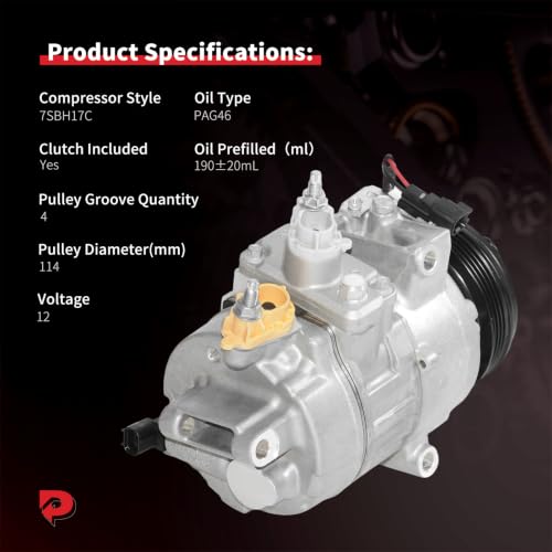PHOBOOS A/C Compressor with Clutch Compatible with Ford Fusion 2013-2020 L4 1.5L/1.6L/2.0L, Edge 2015-2018 L4 2.0L & Lincoln MKZ 2013-2018 L4 2.0L, Ref. CO-29119C, 198356