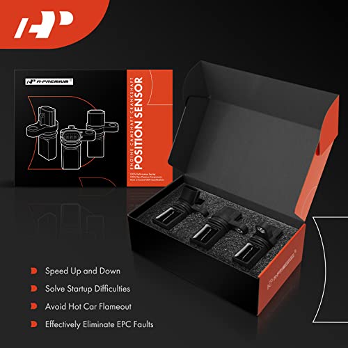 A-Premium Camshaft Crankshaft Position Sensor Compatible with Nissan & Infiniti Vehicles - 3.5L V6 - Altima, Maxima, 350Z, Murano, Quest, FX35, G35, M35 - Set of 3