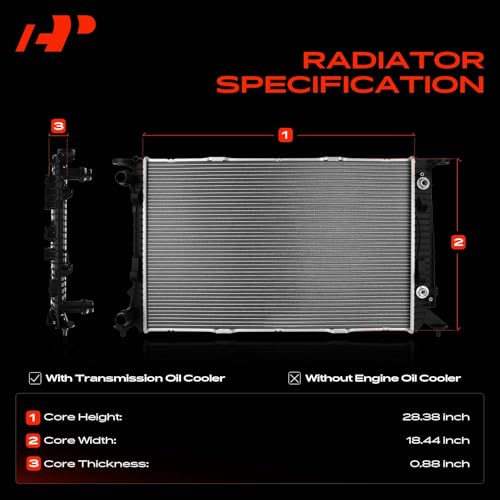 A-Premium Engine Coolant Radiator Assembly with Transmission Oil Cooler Compatible with Audi A4, A4 Quattro, A5, A5 Quattro, A6, A6 Quattro, allroad, Q5, 1.8L 2.0L, Auto Trans, Replace# 8K0121251T