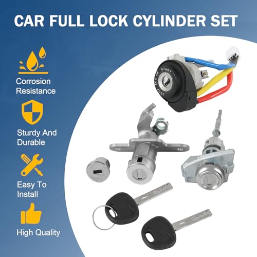 DICMIC Full Lock Cylinder Set Key Ignition Start Barrel Compatible with Hyundai Sonata 2015-2019 Sonata Hybrid 2016-2019 Replace# 81970-C1A00