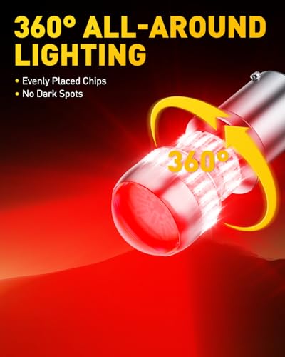 AUXITO Upgraded 1157 2357 LED Bulb Red for Tail Lights Brake Lights Super Bright 2057 2357 7528 BAY15D LED Replacement Light Kit for Tail Stop Brake Signal Running Lights, Pack of 2