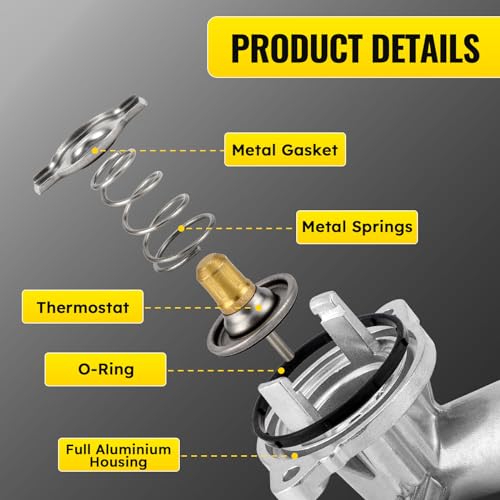 Upgrade Aluminium Thermostat Housing Assembly and Engine Coolant Crossover Water Outlet Pipe for Chrysler 200 Jeep Cherokee Dodge Avenger Journey Ram 1500 - Replaces 5184653AF 902-3102HP 902-3036