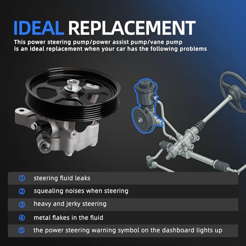 Loautong Power Steering Pump with Pulley, for Honda Pilot 3.5L V6 2005 2006 2007 2008, for Acura TL 3.2L V6 2004 2005 2006 2007 2008, Replace 21-5441 56110RDAA01 56110PVJA01 56483RDAA01 96-5441