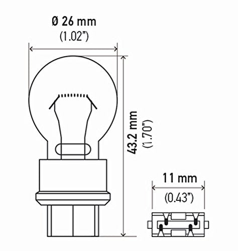 Hella 3157TB Bulb 3157 12V 27/7W W2.5X16Q S8 (2), Multi