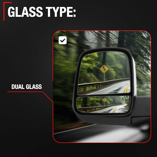 Driver Side Mirror Compatible with 2008-2015 Chevrolet Express & GMC Savana 1500, 2008-2021 Express & Savana 2500 3500, Manual Folding, Dual Glass, Textured Black - OEM 20838065, GM1320395