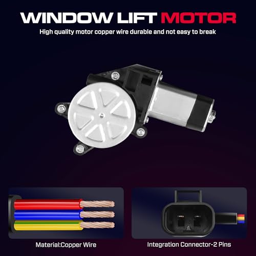 XIMAKA Rear Driver Side Power Window Regulator with Motor (2 Pins) Fit for 2001-2006 Chevrolet Silverado 1500 3500, Avalanche Suburban GMC Sierra 1500 2500 3500 Yukon XL Cadillac Escalade, 741-578