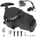 FVRITO Alloy Easy Pull Recoil Start Starter Ignition Coil for 2 Stroke Engine 47cc 49cc 50cc SYX Taotao Coolster SSR MotoTec Chinese Mini ATV Quad 4 Wheeler Go kart Pit Dirt Pocket Bike Motor Black